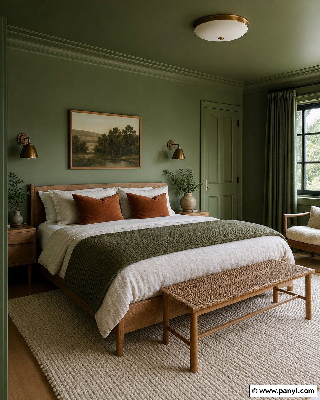 Green Color Drenched Bedroom Wall Color - 50 wall colour ideas