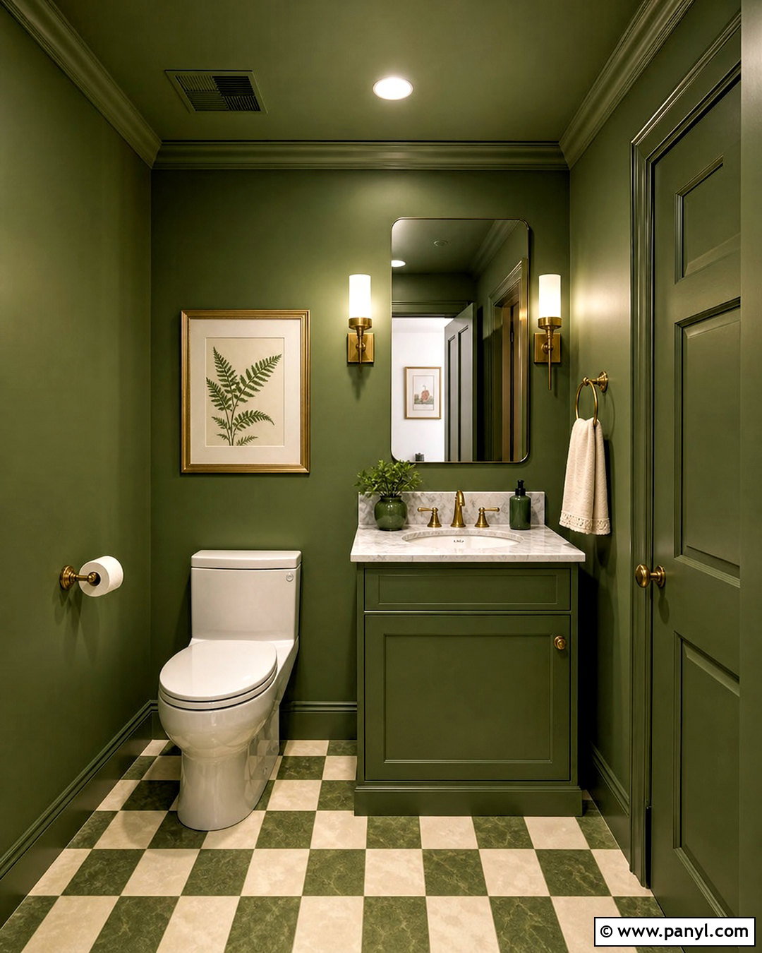 Green Color Drenched Half Bathroom - 20 green half bathroom ideas