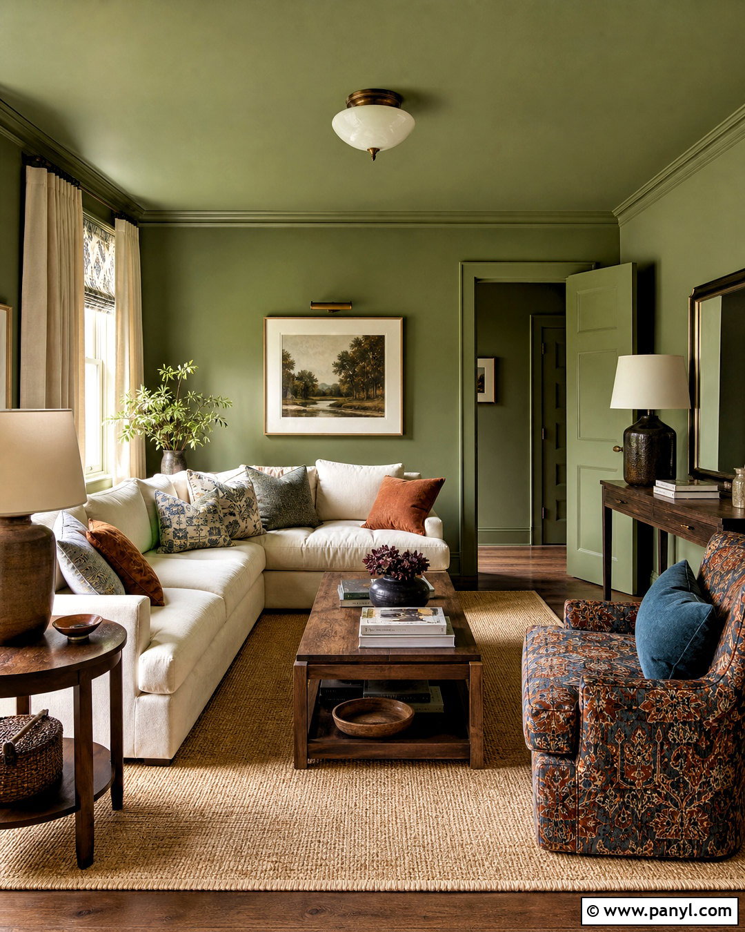 Green Color-Drenched Room - 20 green room design ideas