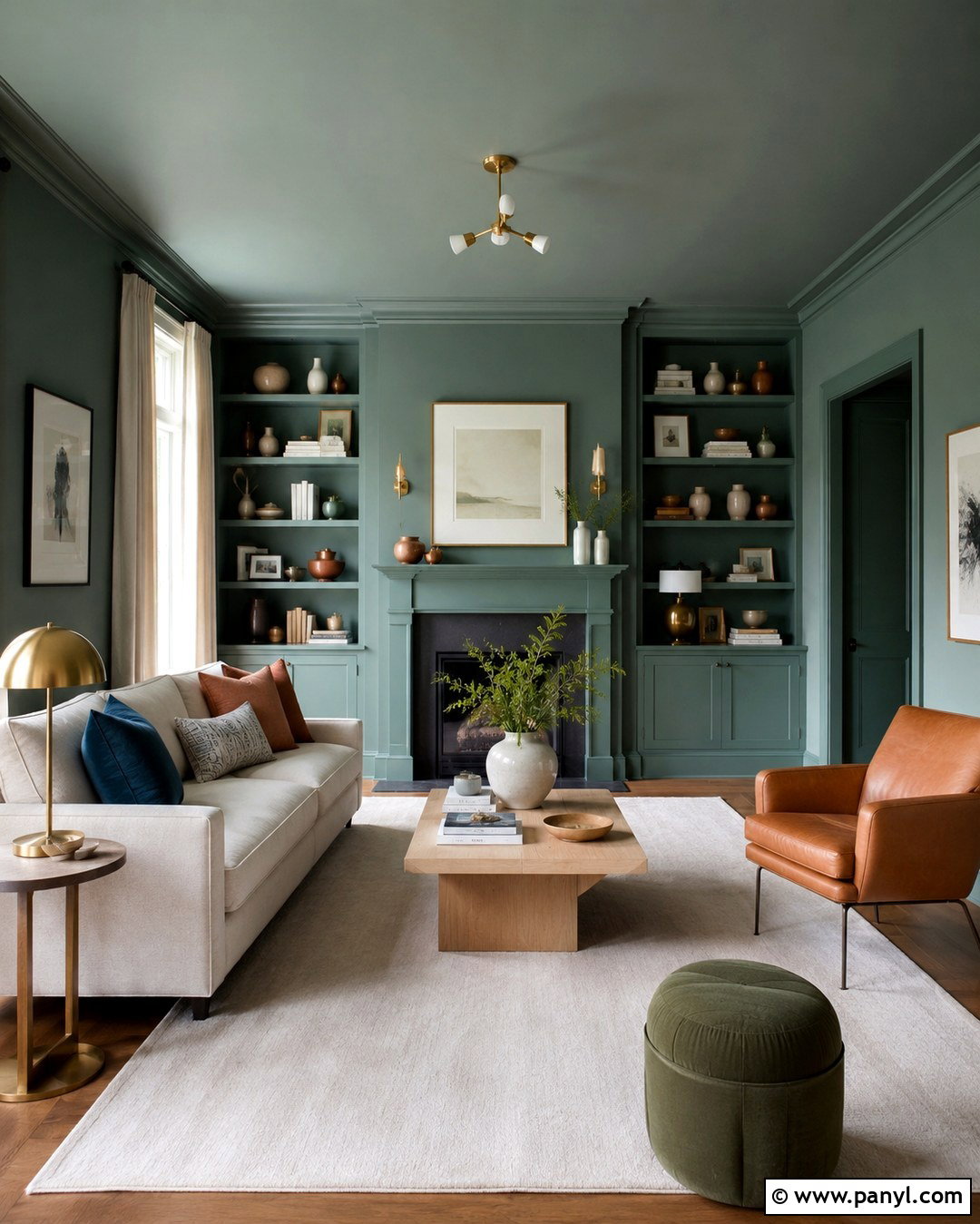 Green Color Drenched Room - 20 Green Walls In House Ideas