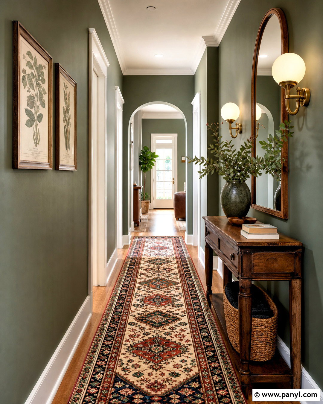 Green Corridor With Runner - 20 green corridor ideas