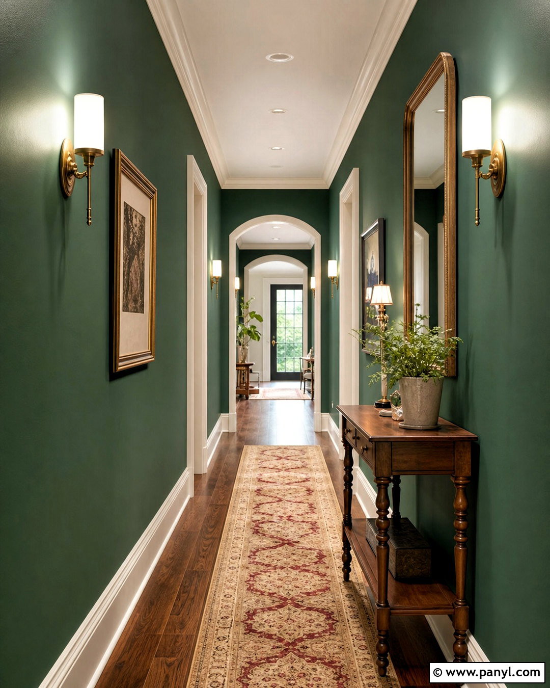 Green Corridor With Wall Sconces - 20 green corridor ideas