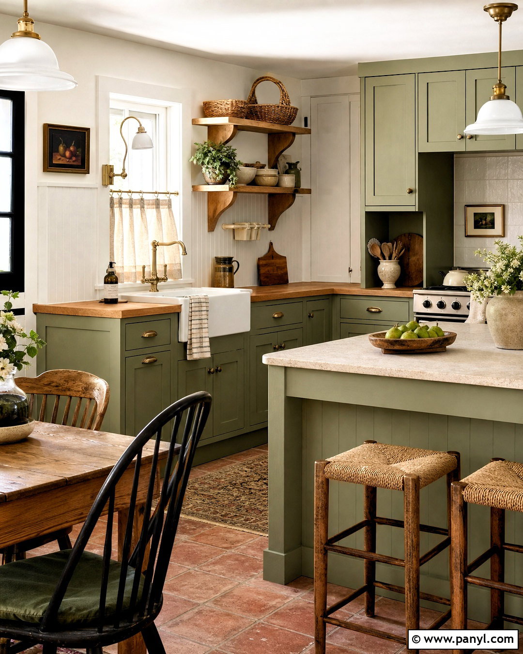 Green Cottage Kitchen - 20 green interior design ideas