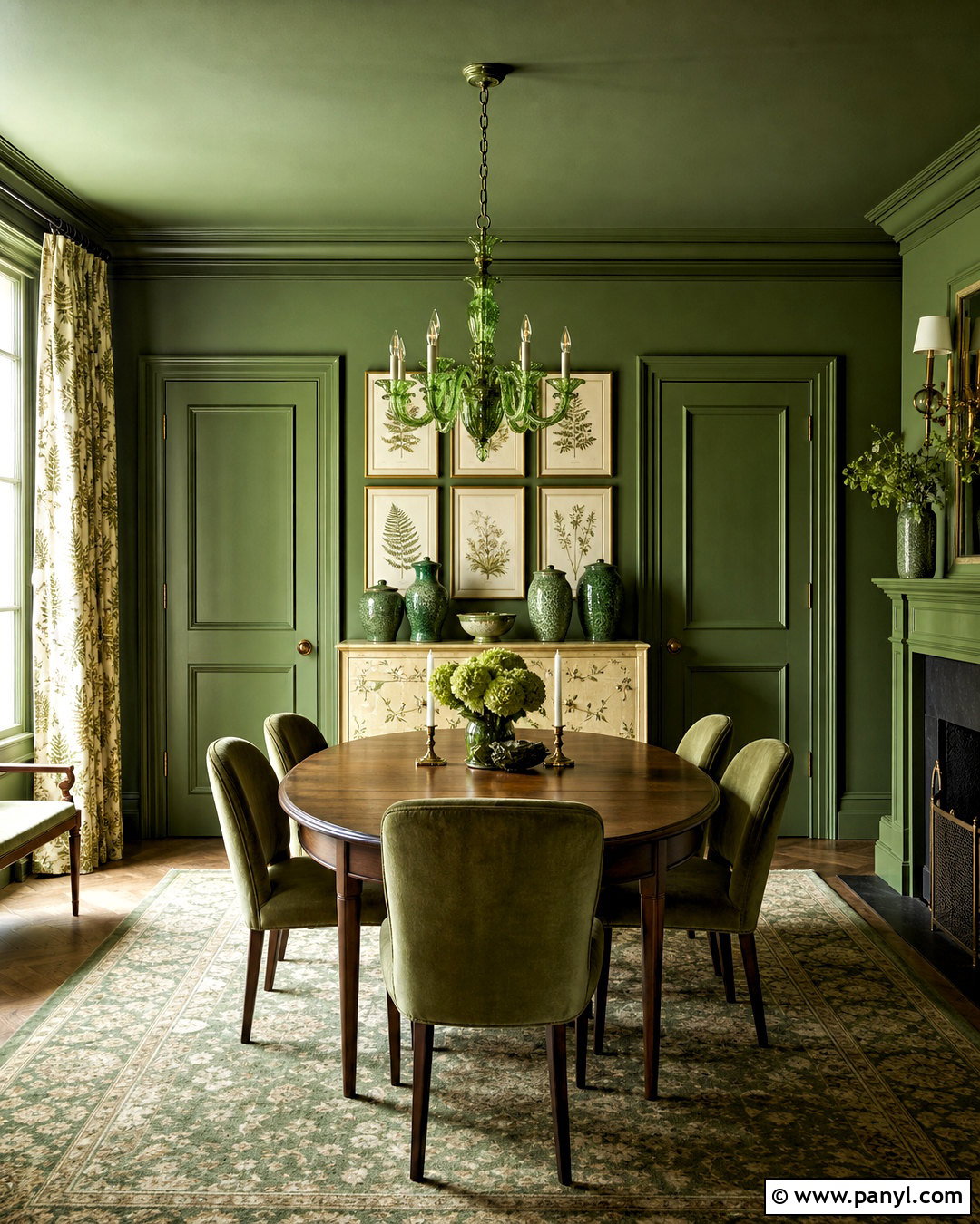 Green Dining Room - 20 all green room ideas