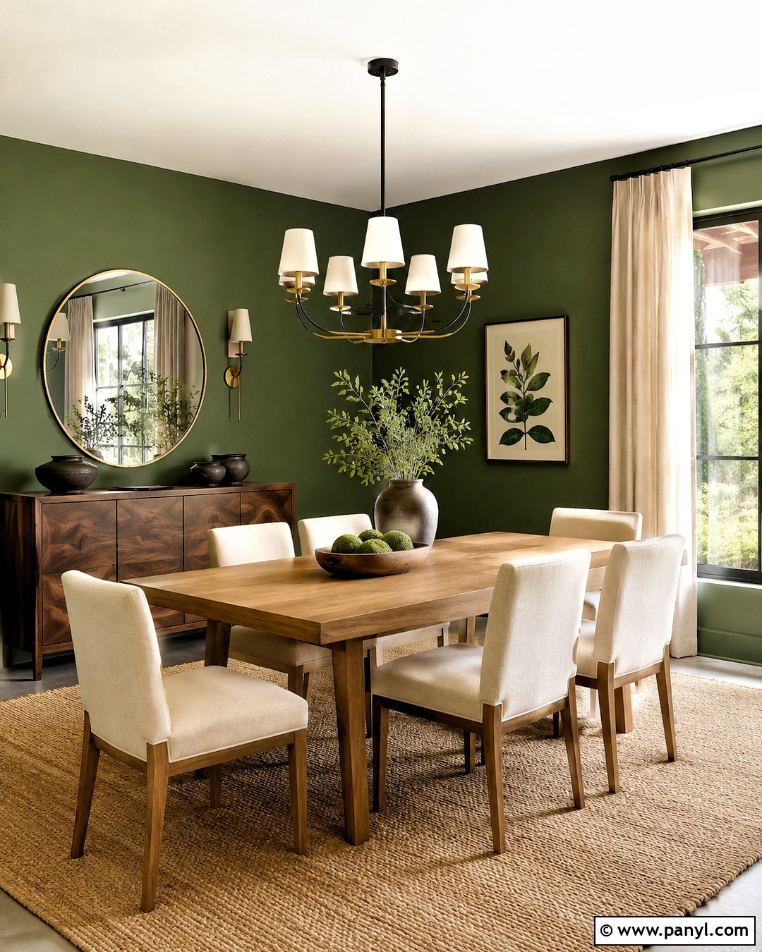 Green Dining Room - 40 green wall room ideas
