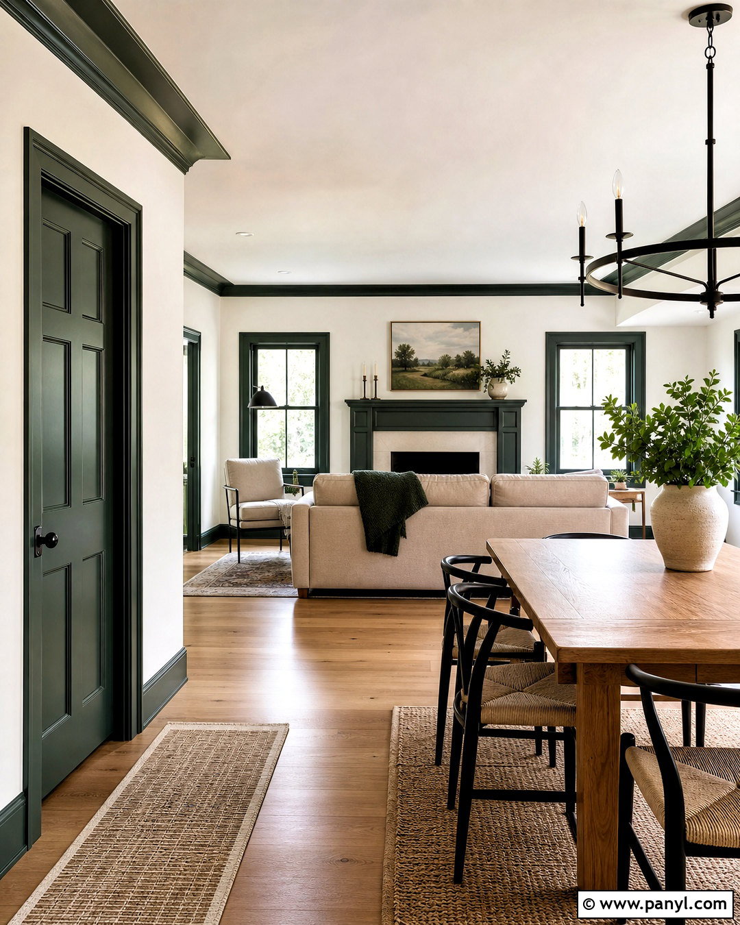 Green Door and Window Trim - 20 green trim interior ideas