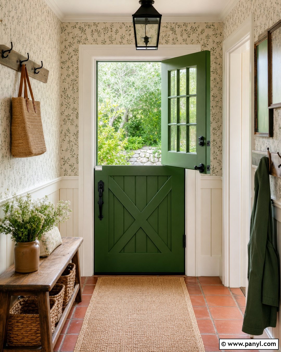 Green Dutch Door With Patterned Wall - 20 Green Door With Patterned Wall Ideas
