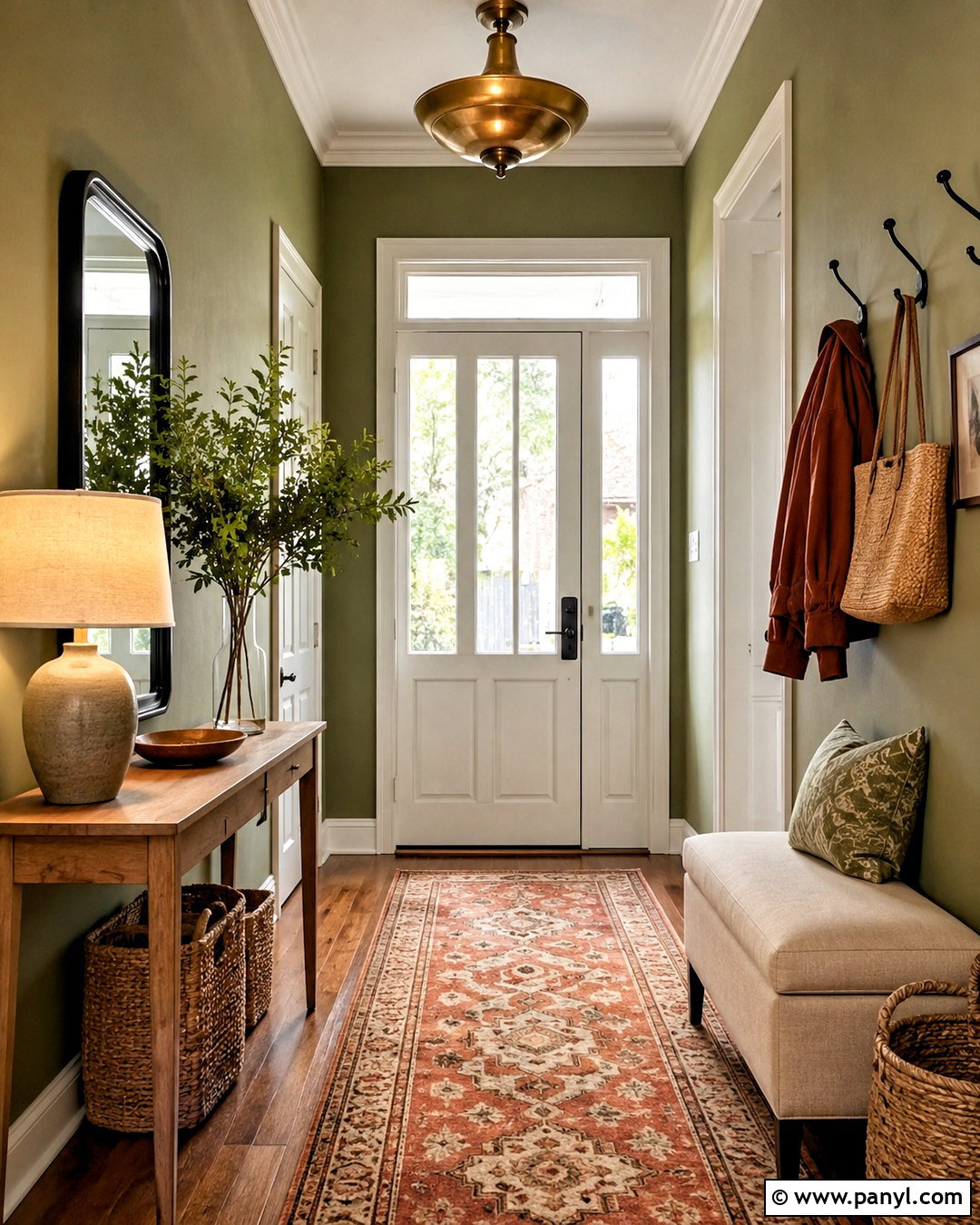 Green Entryway - 40 green wall room ideas