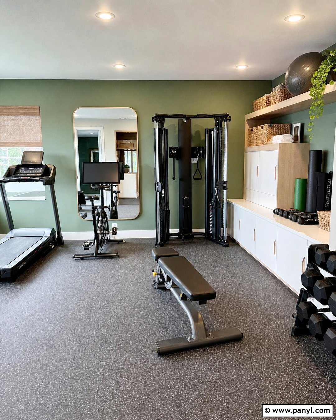 Green Family Fitness Home Gym - 20 Modern Home Gym With Green Accent Wall Ideas