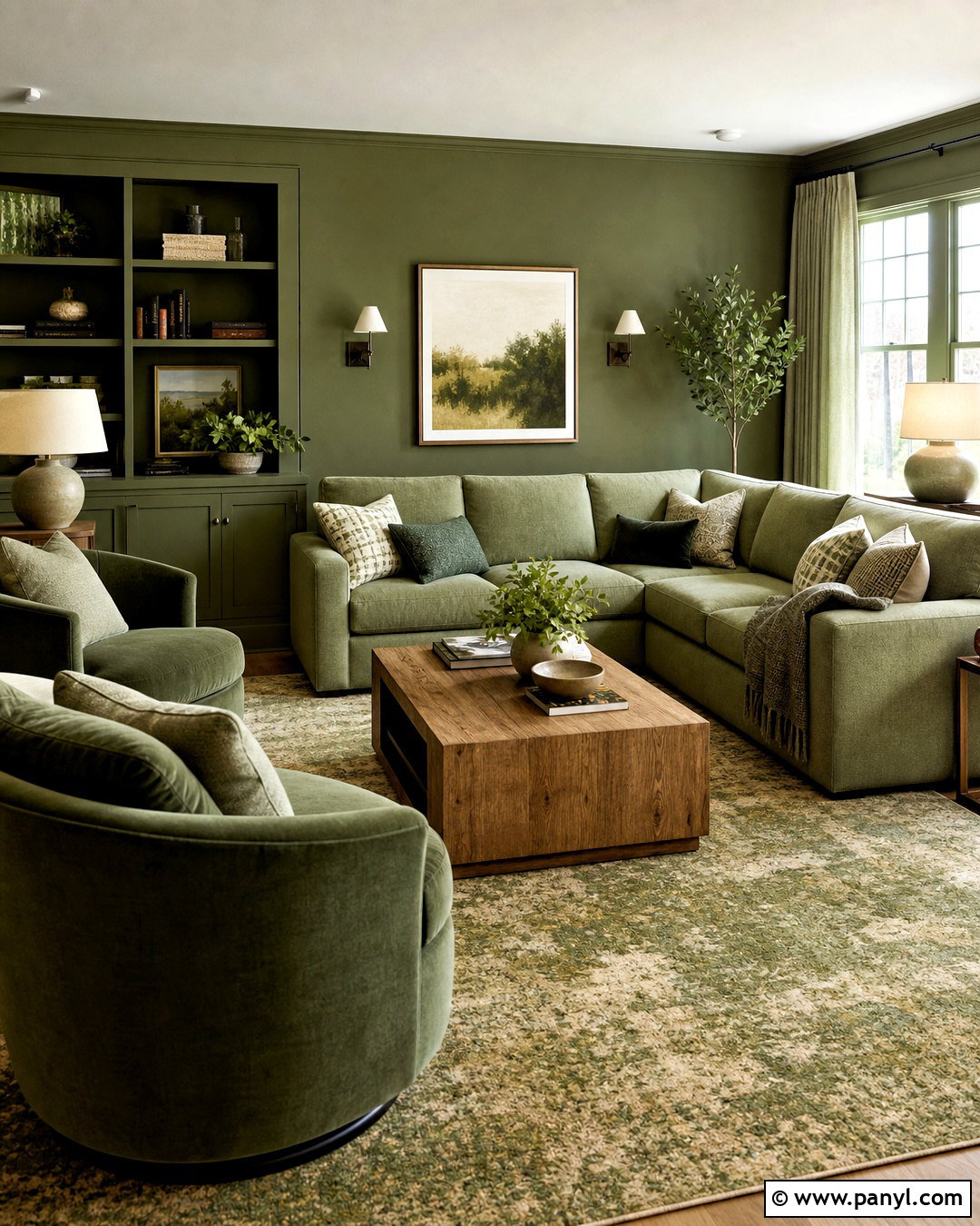 Green Family Room - 20 all green room ideas