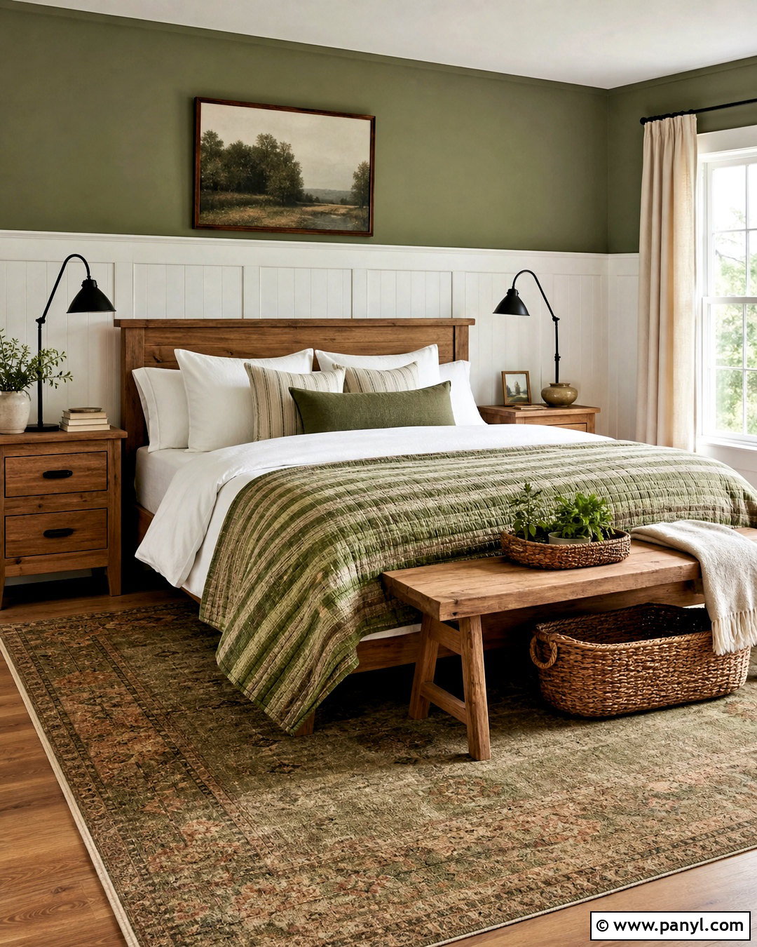 Green Farmhouse Bedroom - 20 green room aesthetic ideas