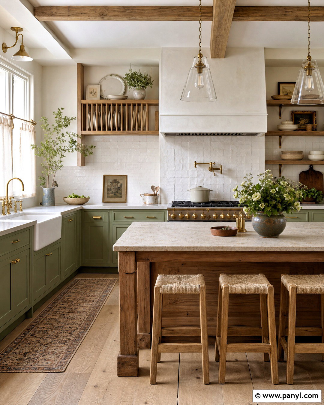 Green Farmhouse Kitchen - 20 green room design ideas
