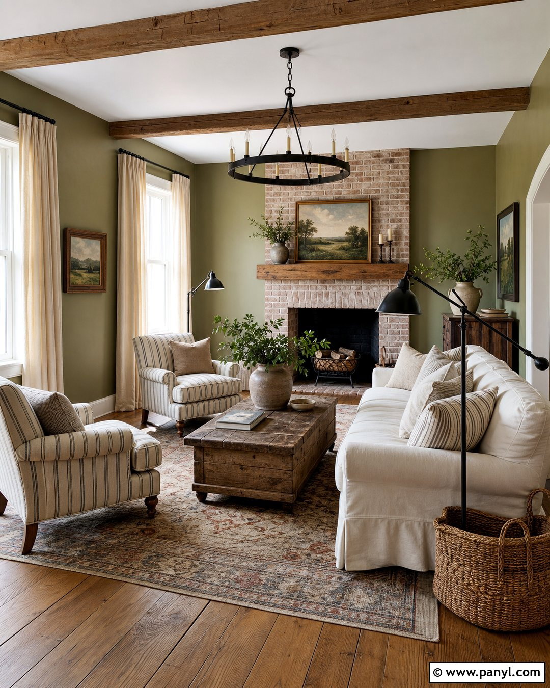 Green Farmhouse Living Room Walls - 30 Room Green Walls