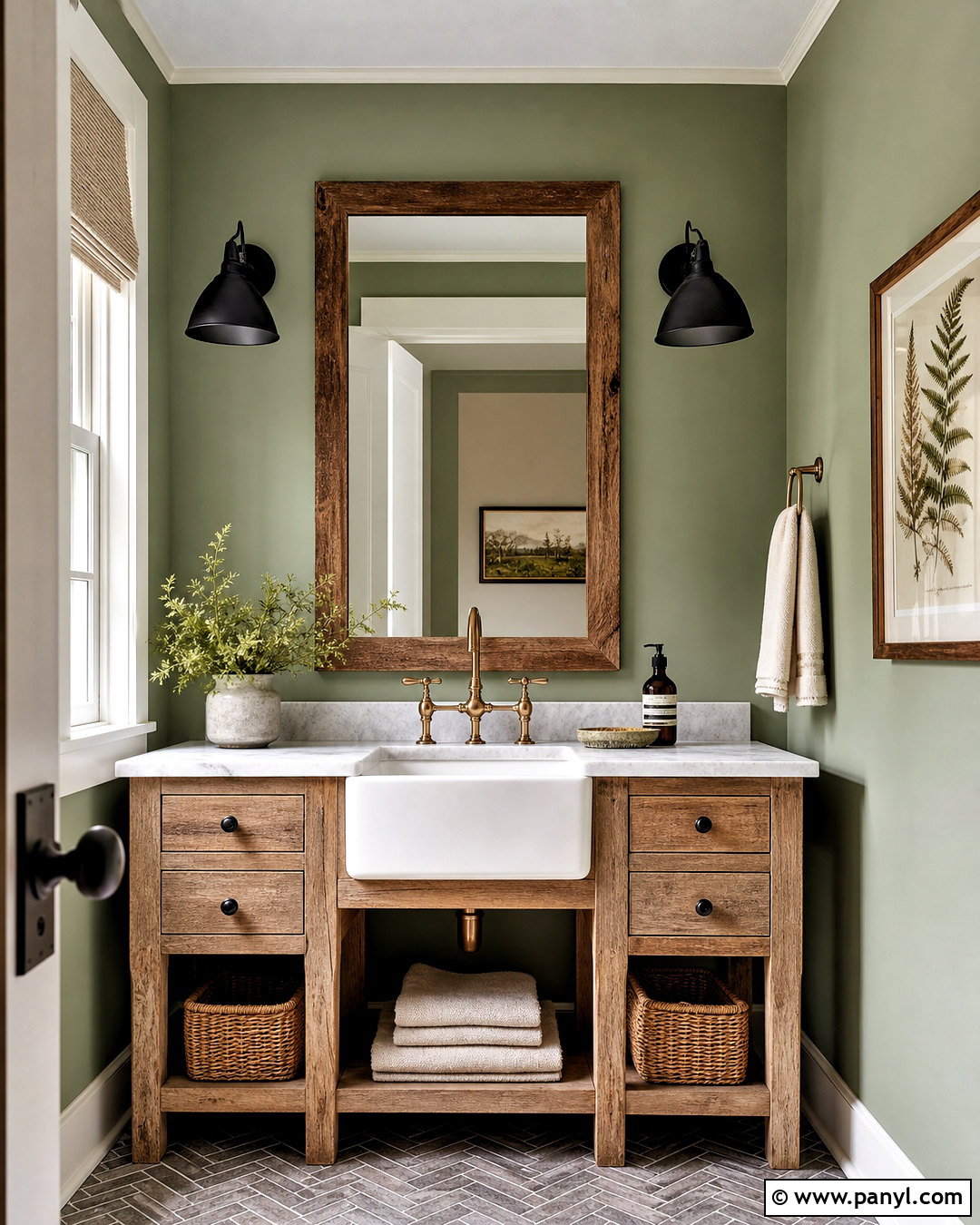 Green Farmhouse Powder Room - 20 green powder room ideas