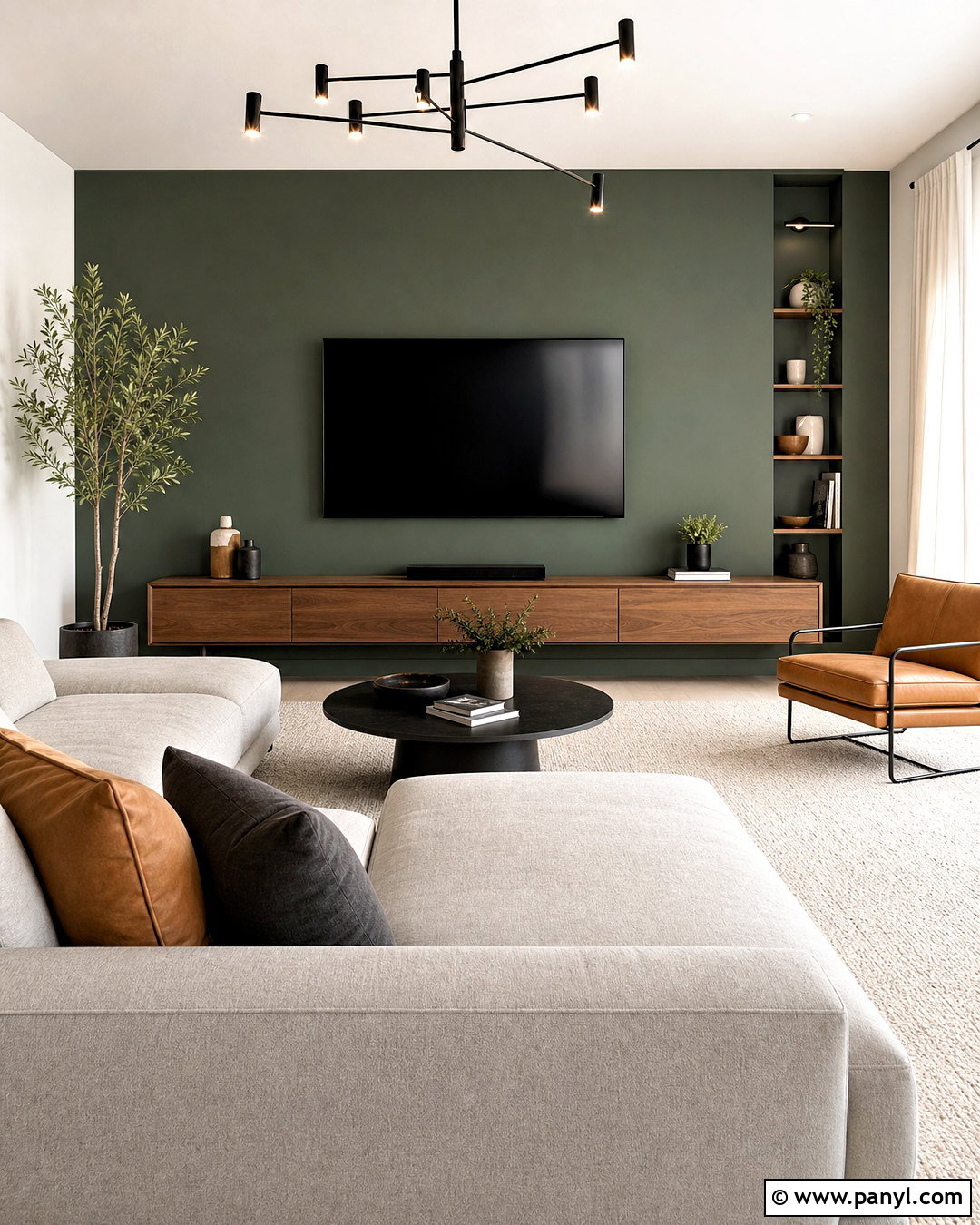 Green Feature Wall Behind TV - 20 green feature wall ideas