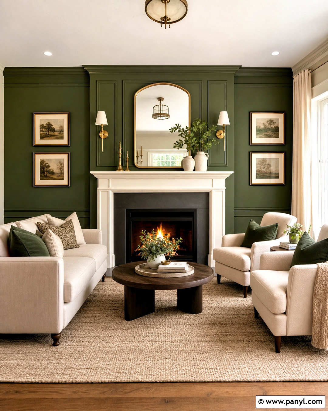 Green Fireplace Feature Wall - 20 green feature wall living room ideas