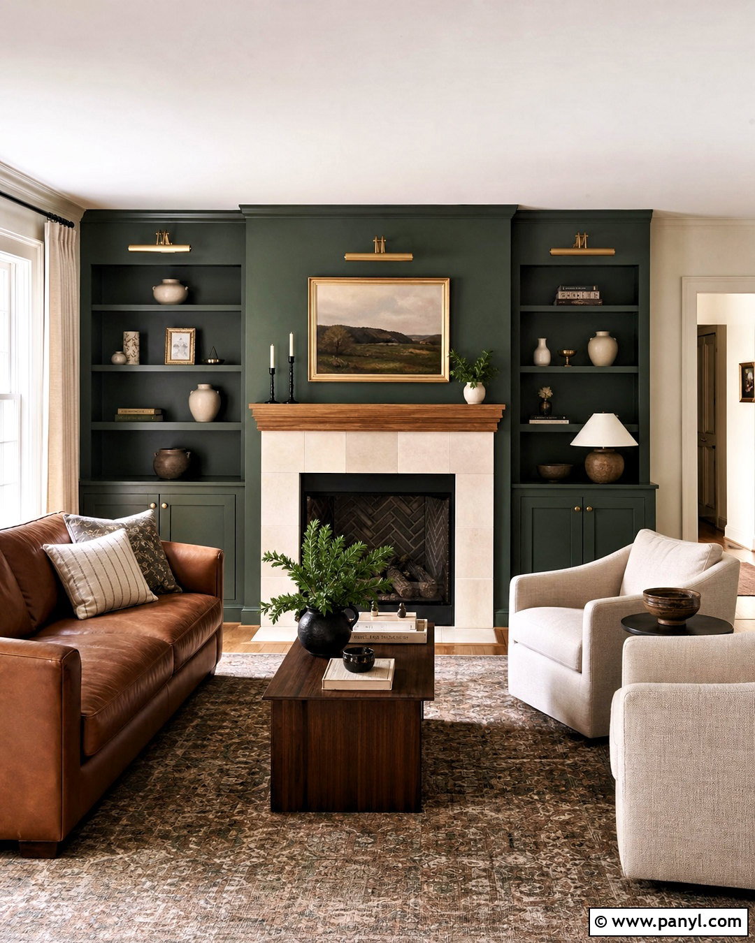 Green Fireplace Feature Wall - 20 green feature wall ideas