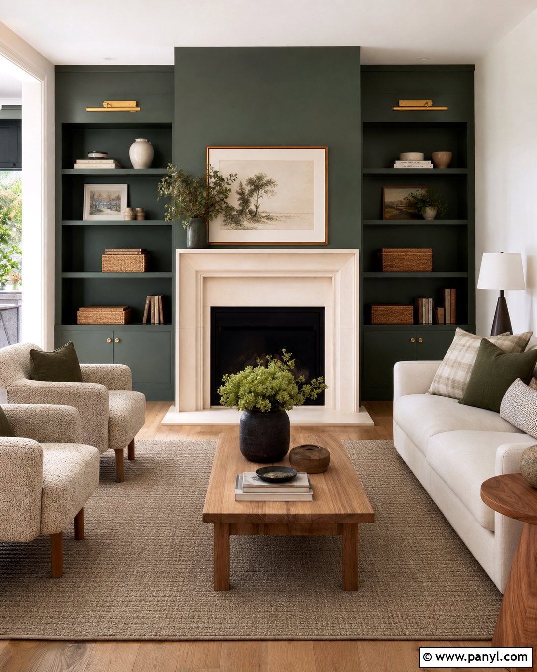 Green Fireplace Wall - 30 Green Color Wall Ideas