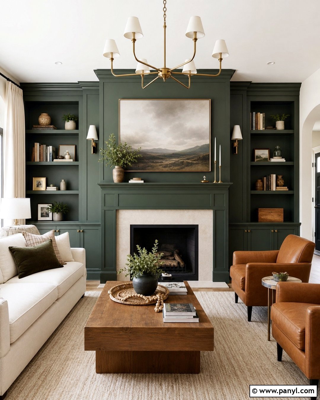 Green Fireplace Wall - 45 green painted walls