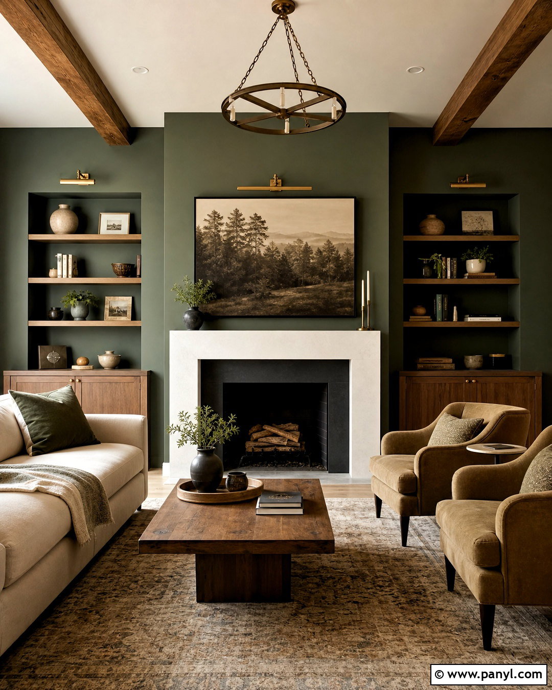 Green Fireplace Wall - 20 green wall ideas
