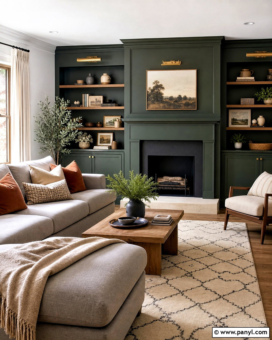 Green Fireplace Wall - 20 green wall interior design ideas