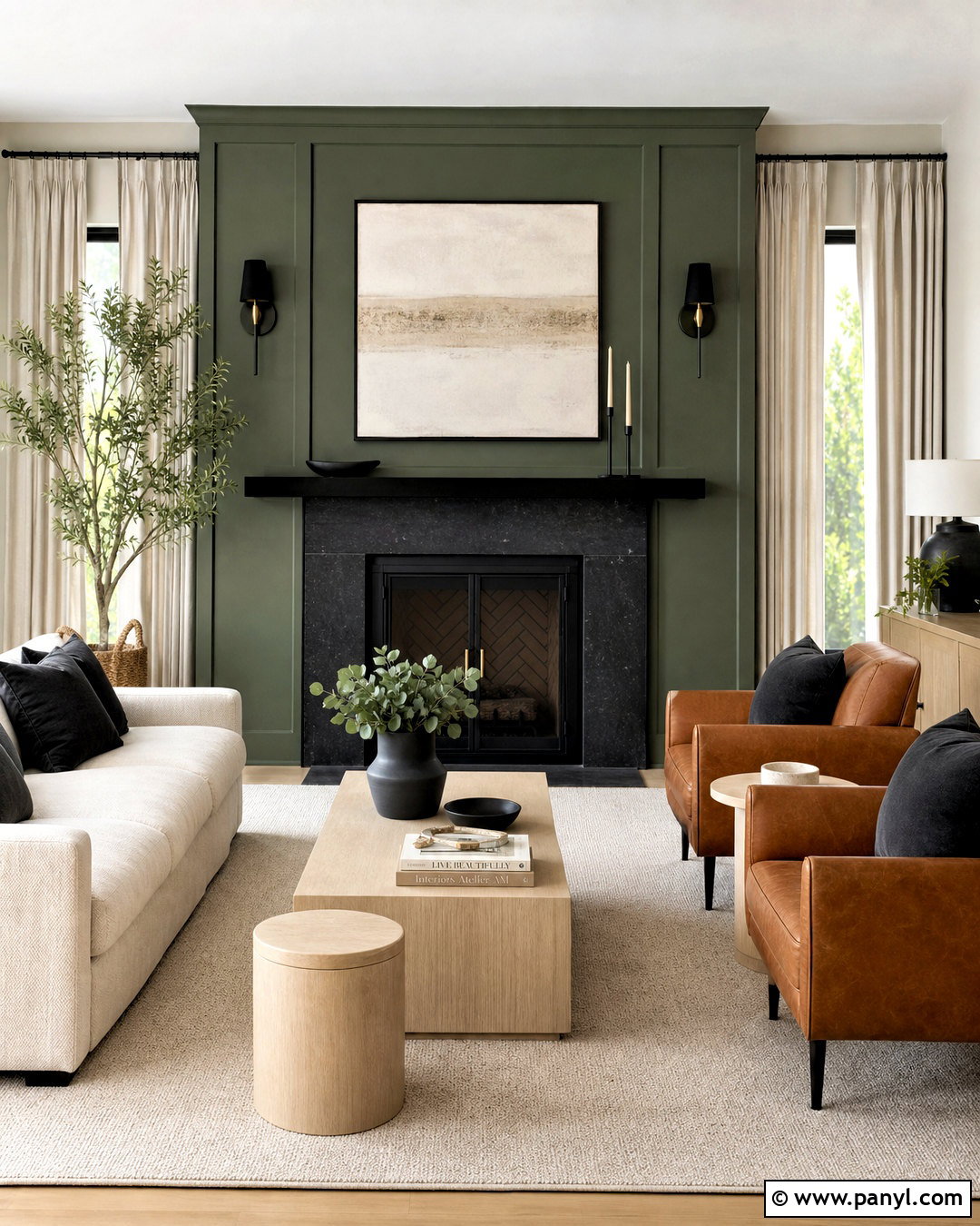 Green Fireplace Wall With Black Accents - 20 green fireplace wall ideas