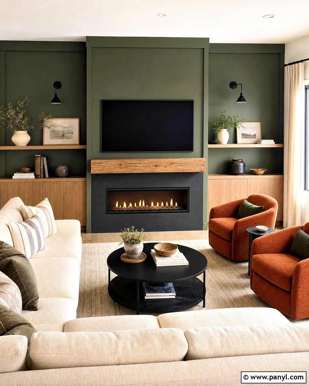 Green Fireplace Wall With TV - 20 green fireplace wall ideas