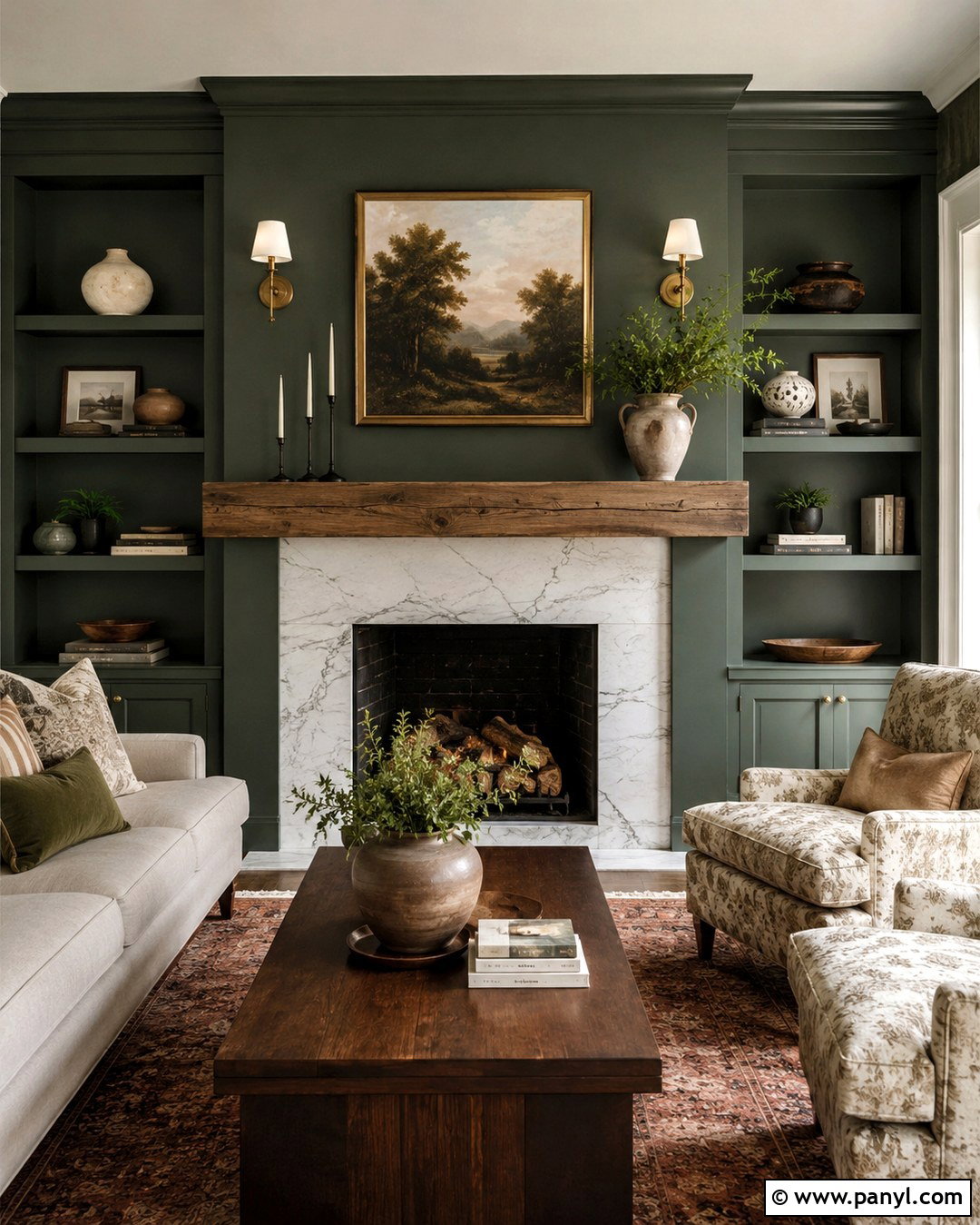 Green Fireplace Wall - 20 Rich Green Wall Paint Ideas