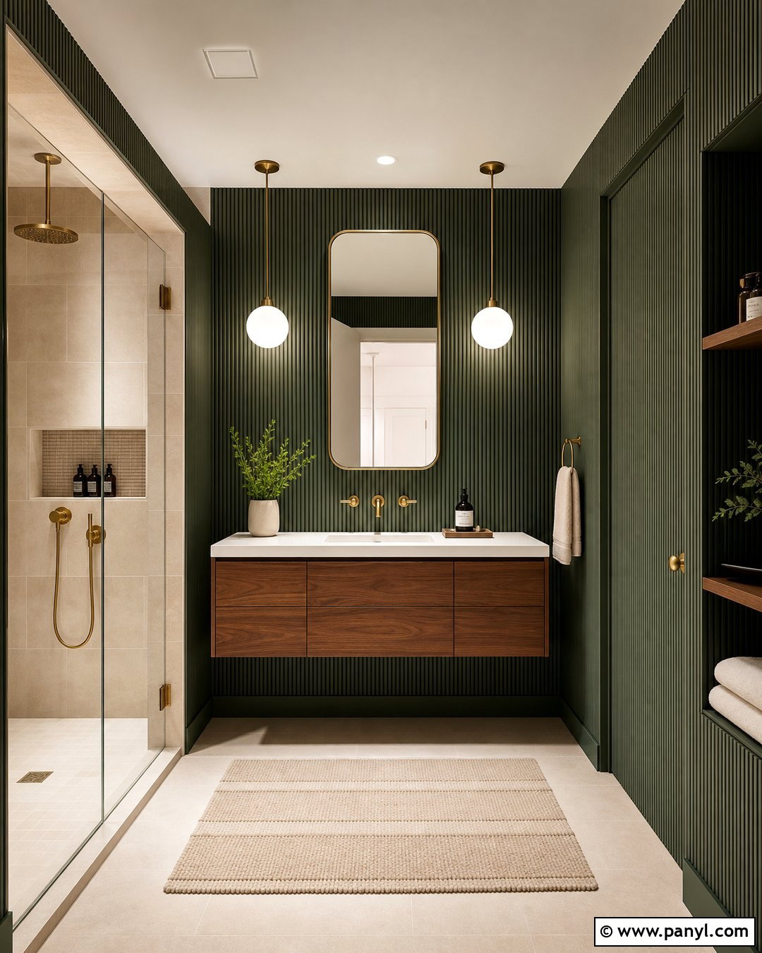 Green Fluted Bathroom Paneling - 35 Green Bathroom Walls