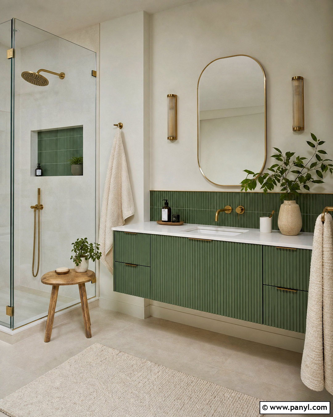 Green Fluted Vanity Bathroom - 20 modern green bathroom ideas