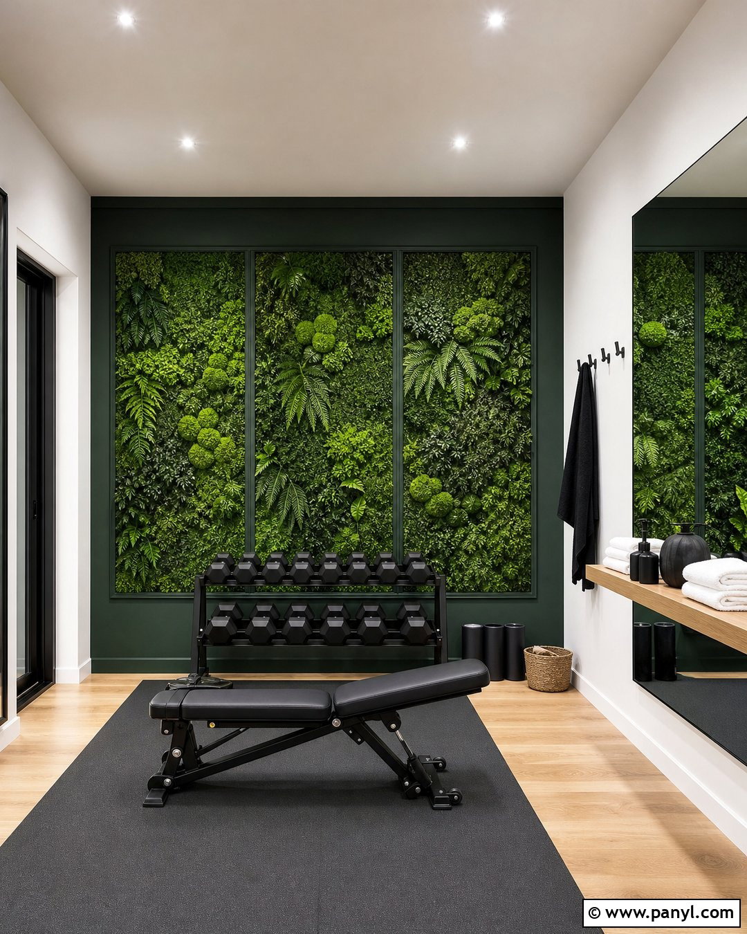 Green Foliage Accent Wall Home Gym - 20 Modern Home Gym With Green Accent Wall Ideas