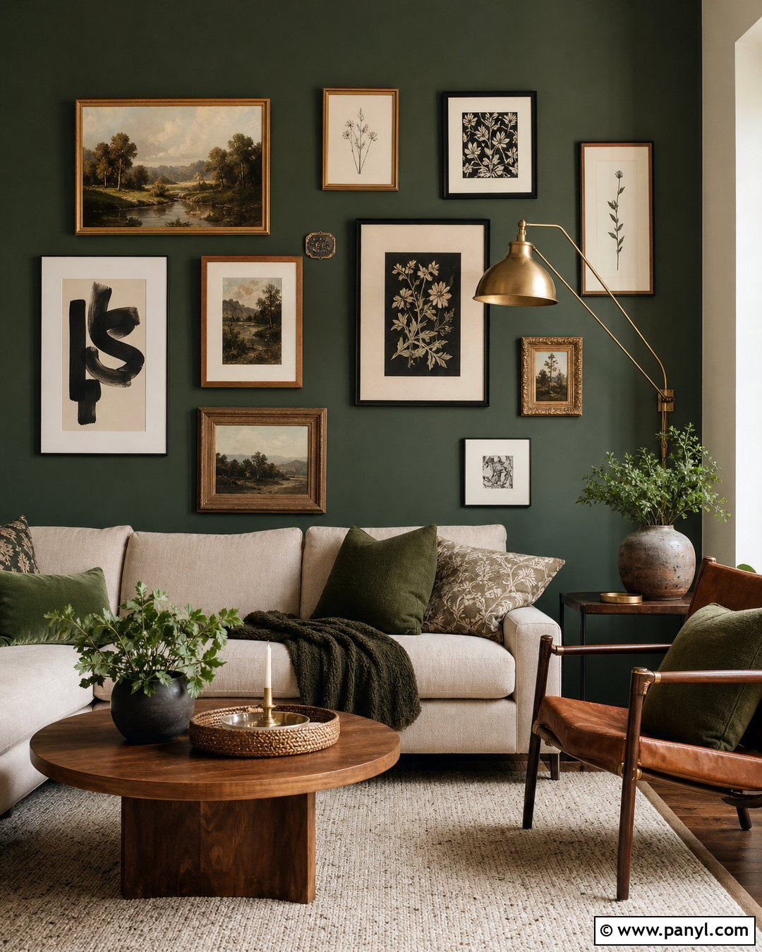 Green Gallery Wall - 30 Green Color Wall Ideas