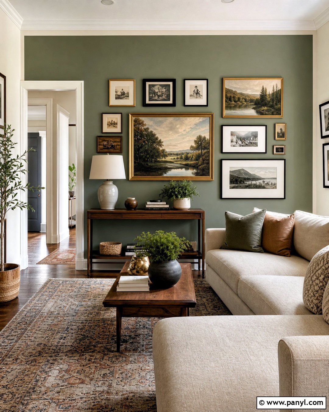 Green Gallery Wall - 20 green statement wall ideas