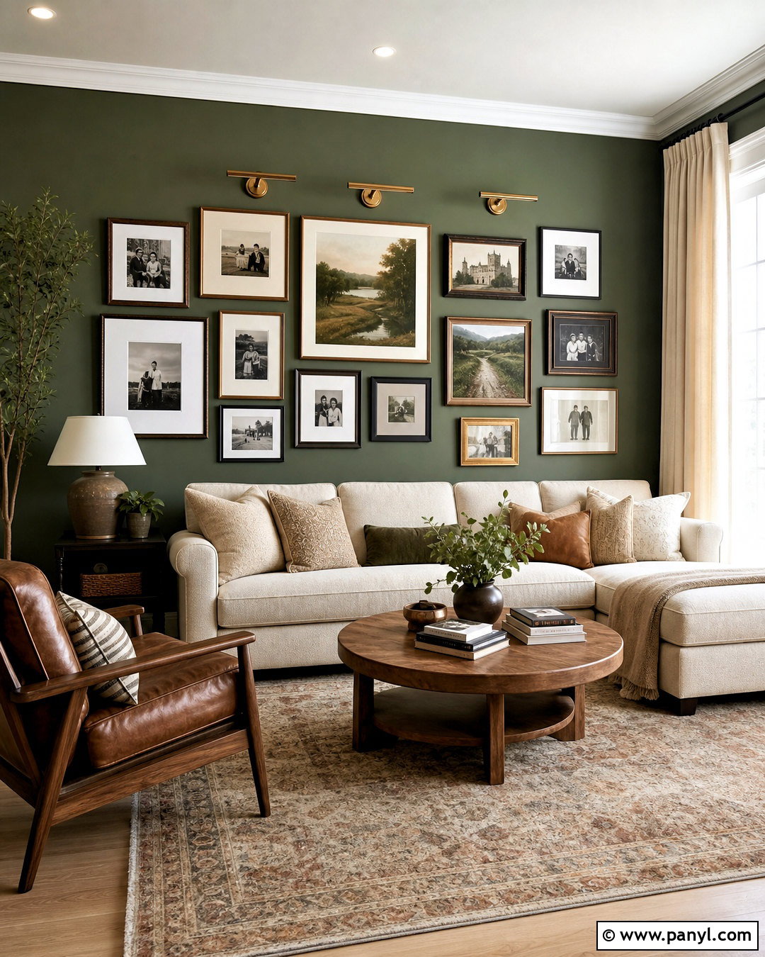 Green Gallery Wall Accent Wall - 20 green accent wall living room ideas