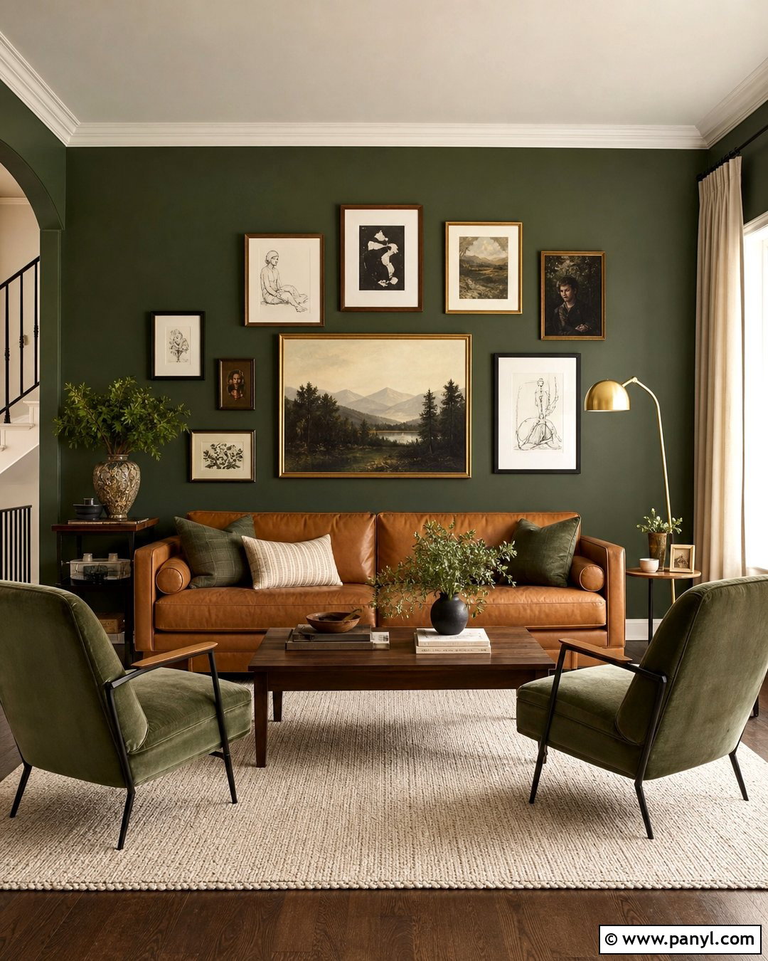Green Gallery Wall Living Room - 35 green wall interior ideas