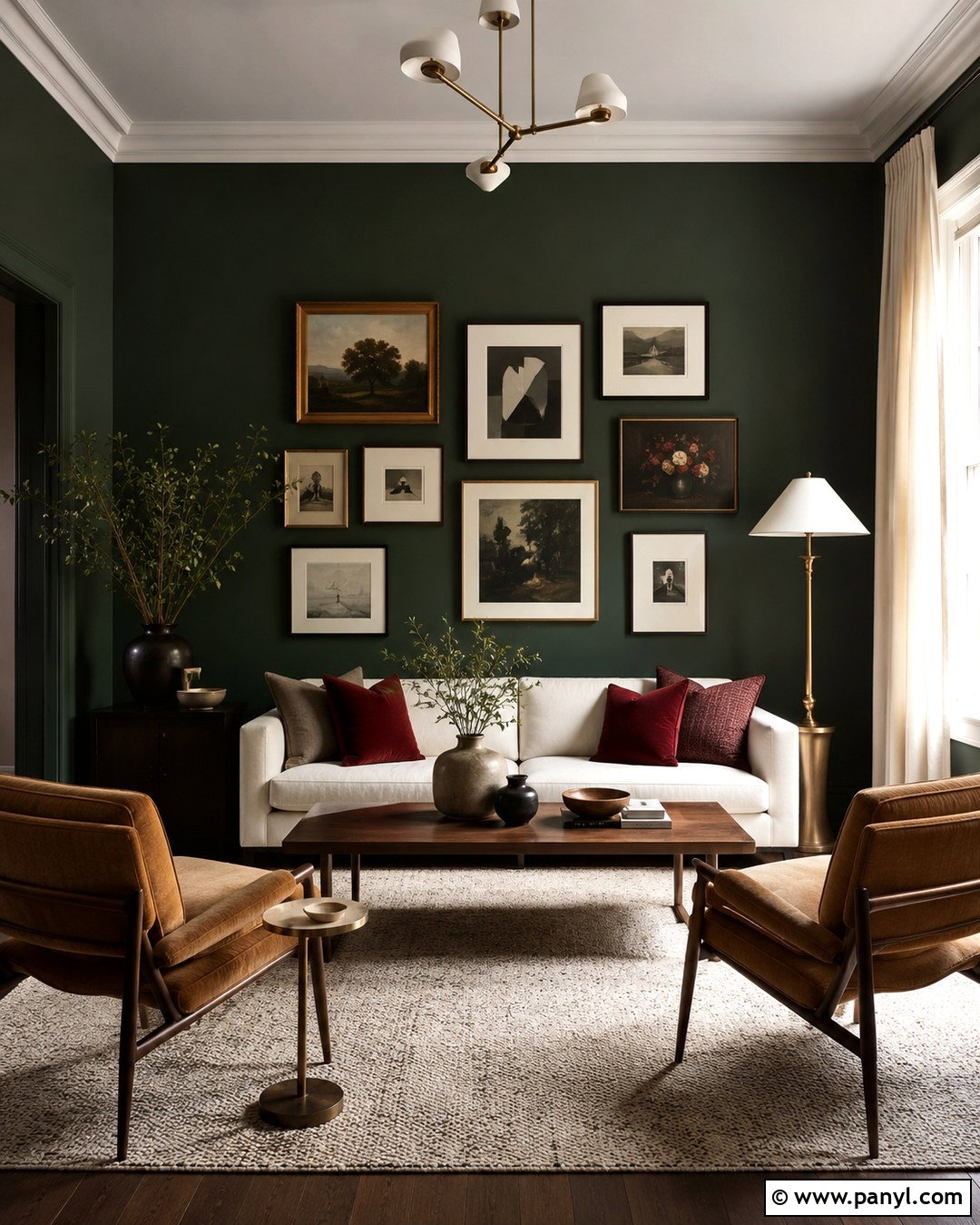 Green Gallery Wall Living Room - 20 Rich Green Wall Paint Ideas