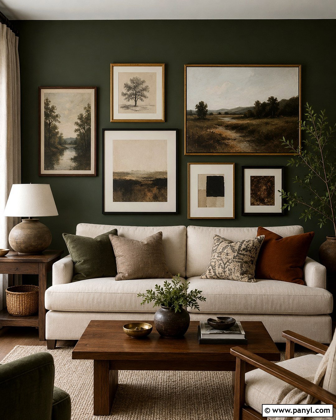 Green Gallery Wall - 20 Green Contrast Wall Ideas