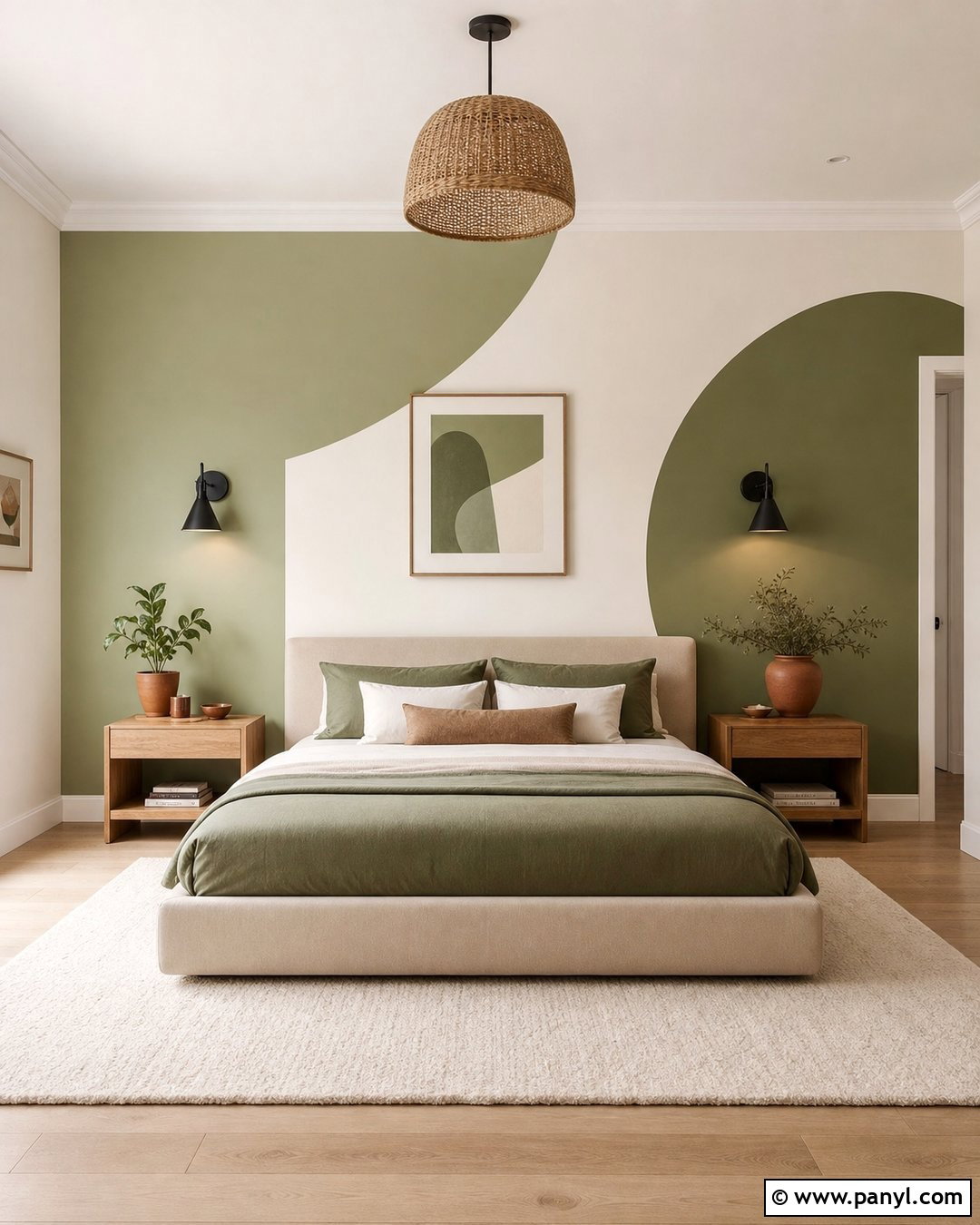 Green Geometric Accent Wall - 50 green accent wall ideas