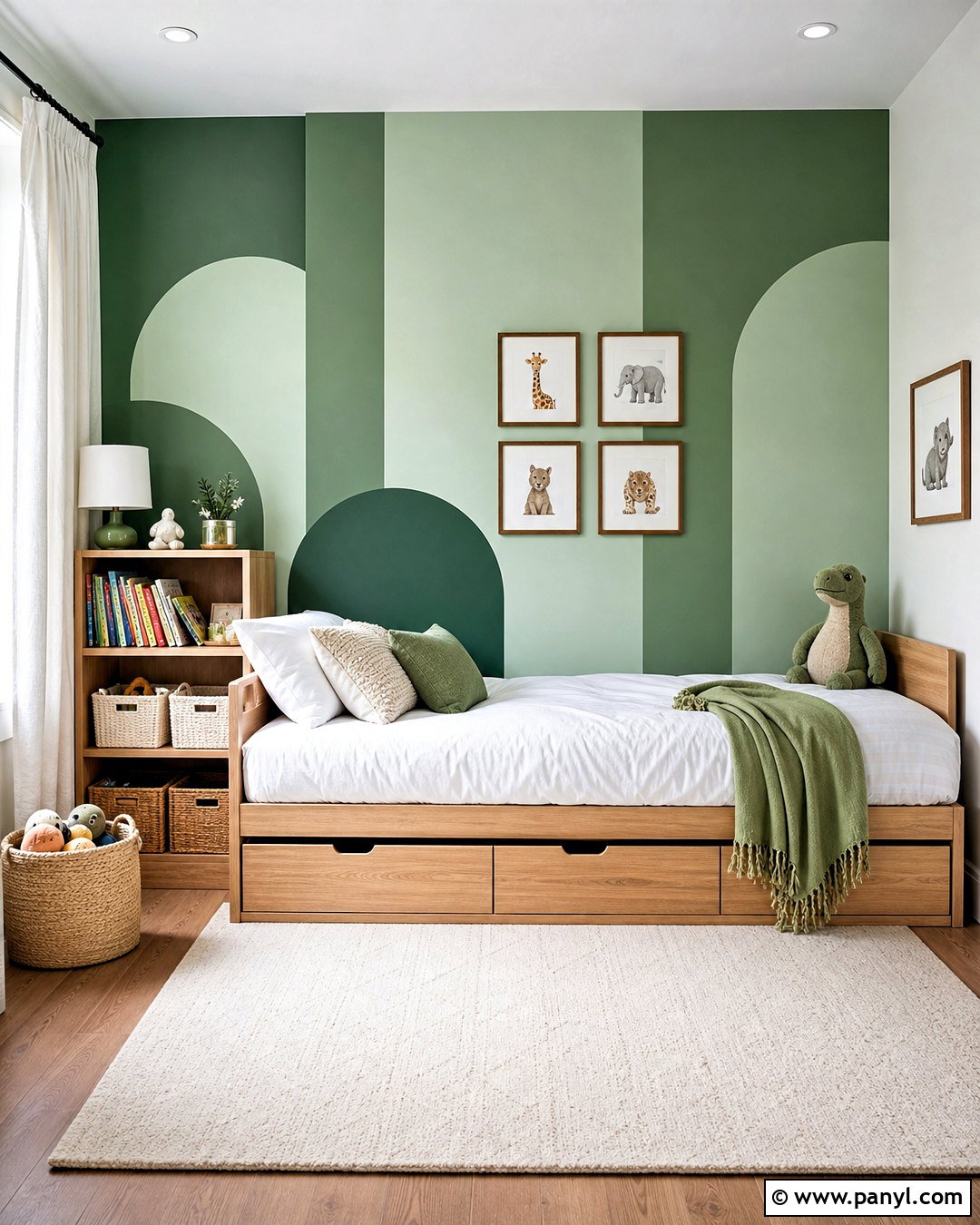 Green Geometric Feature Wall Kids Room - 20 green feature wall ideas