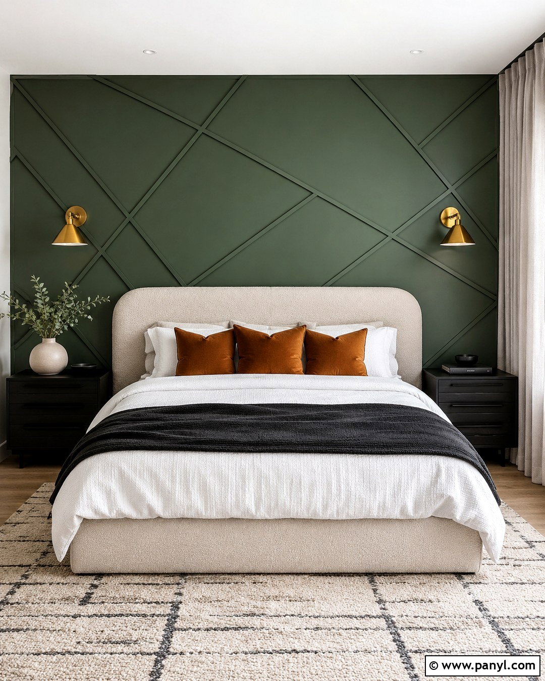 Green Geometric Headboard Wall - 20 Green Headboard Wall Ideas