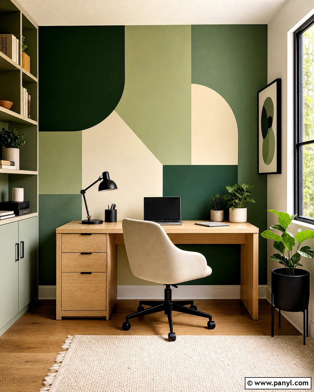 Green Geometric Painted Wall - 20 green wall background ideas