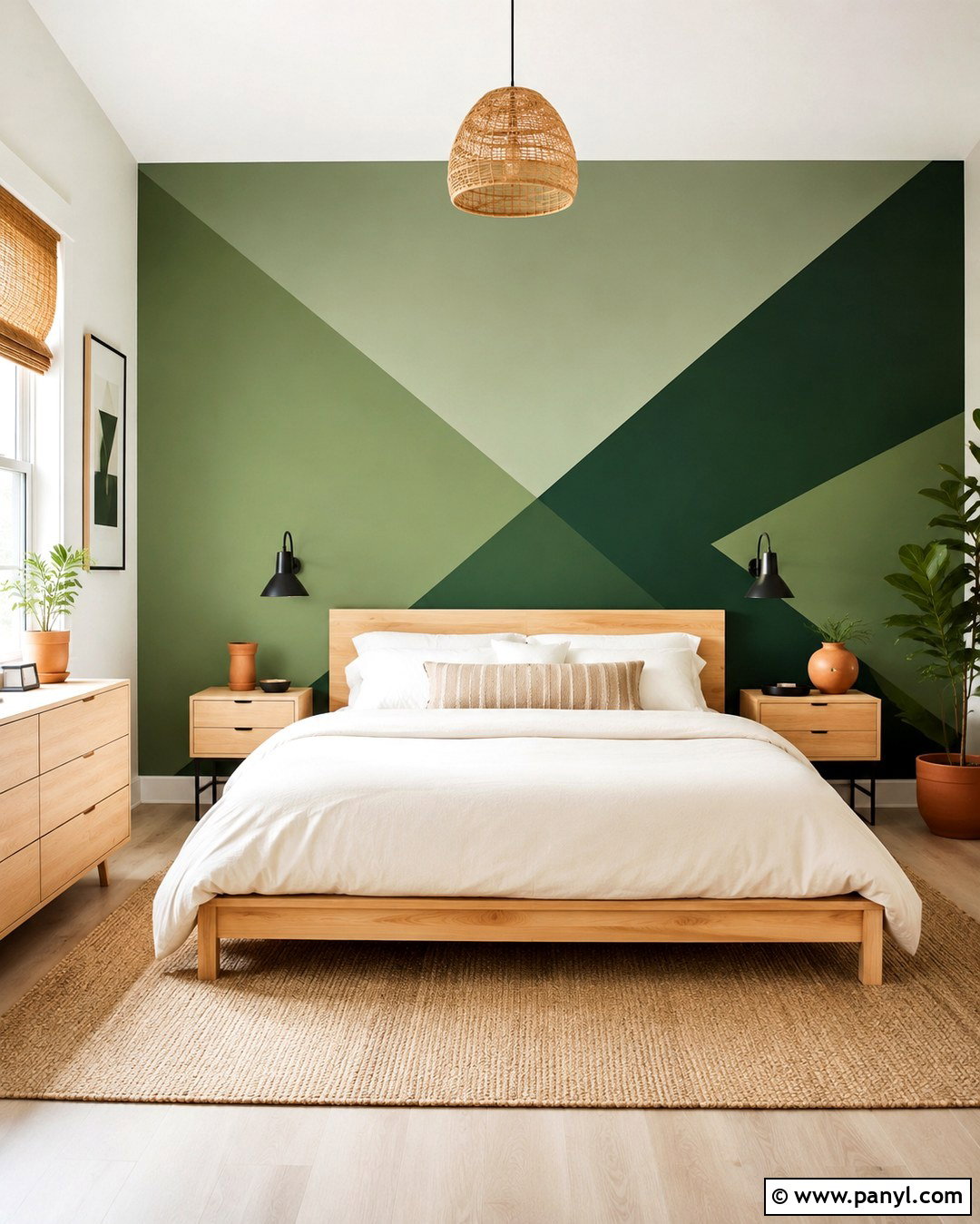 Green Geometric Wall - 20 Green Contrast Wall Ideas