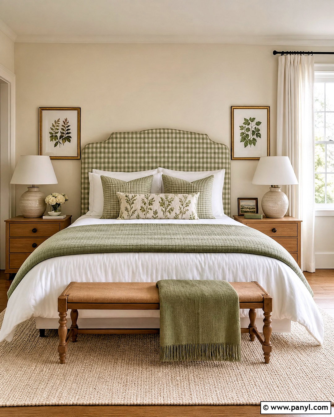 Green Gingham Bedroom - 20 gingham decor ideas