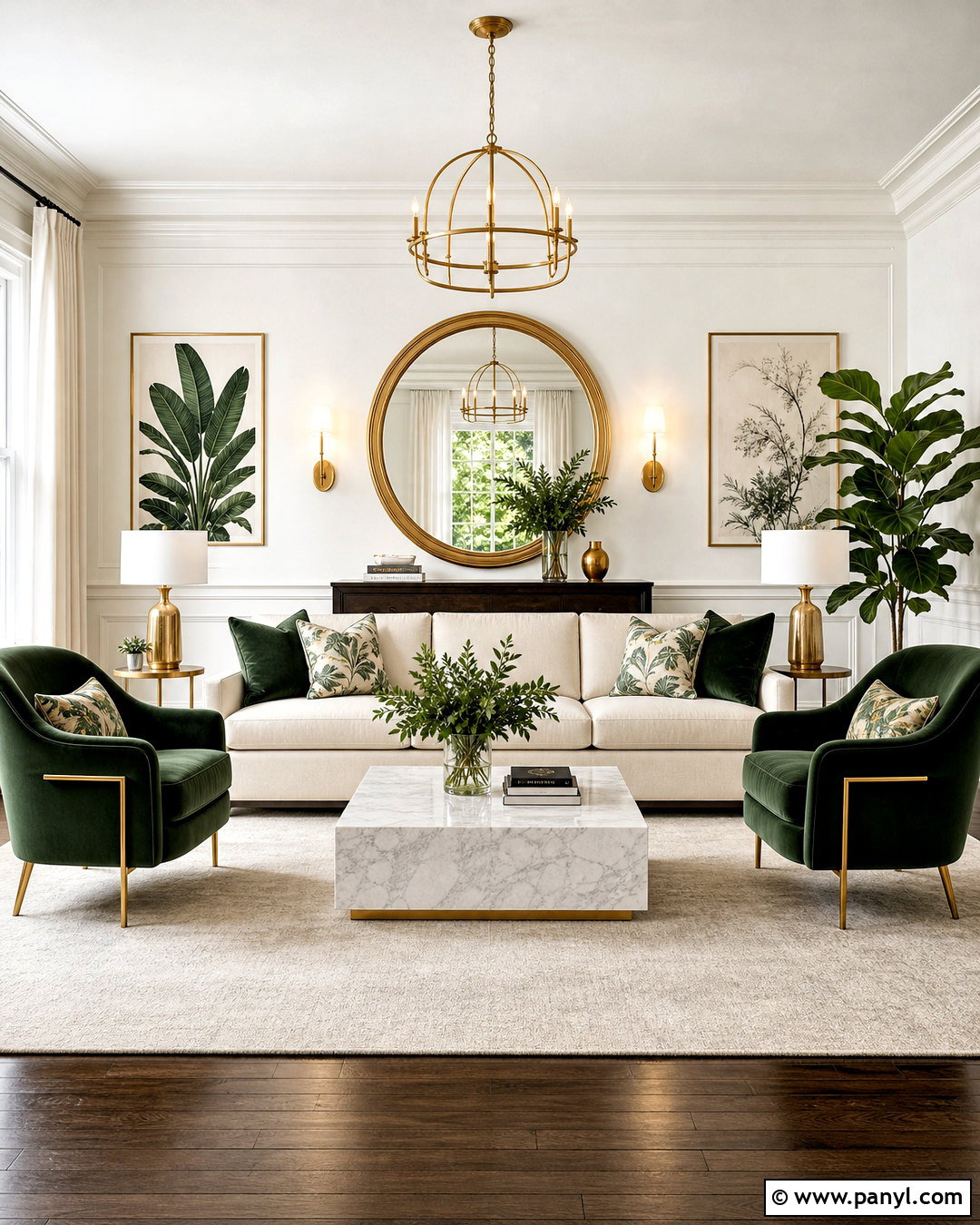 Green Gold And White Living Room - 20 gold and white living room ideas