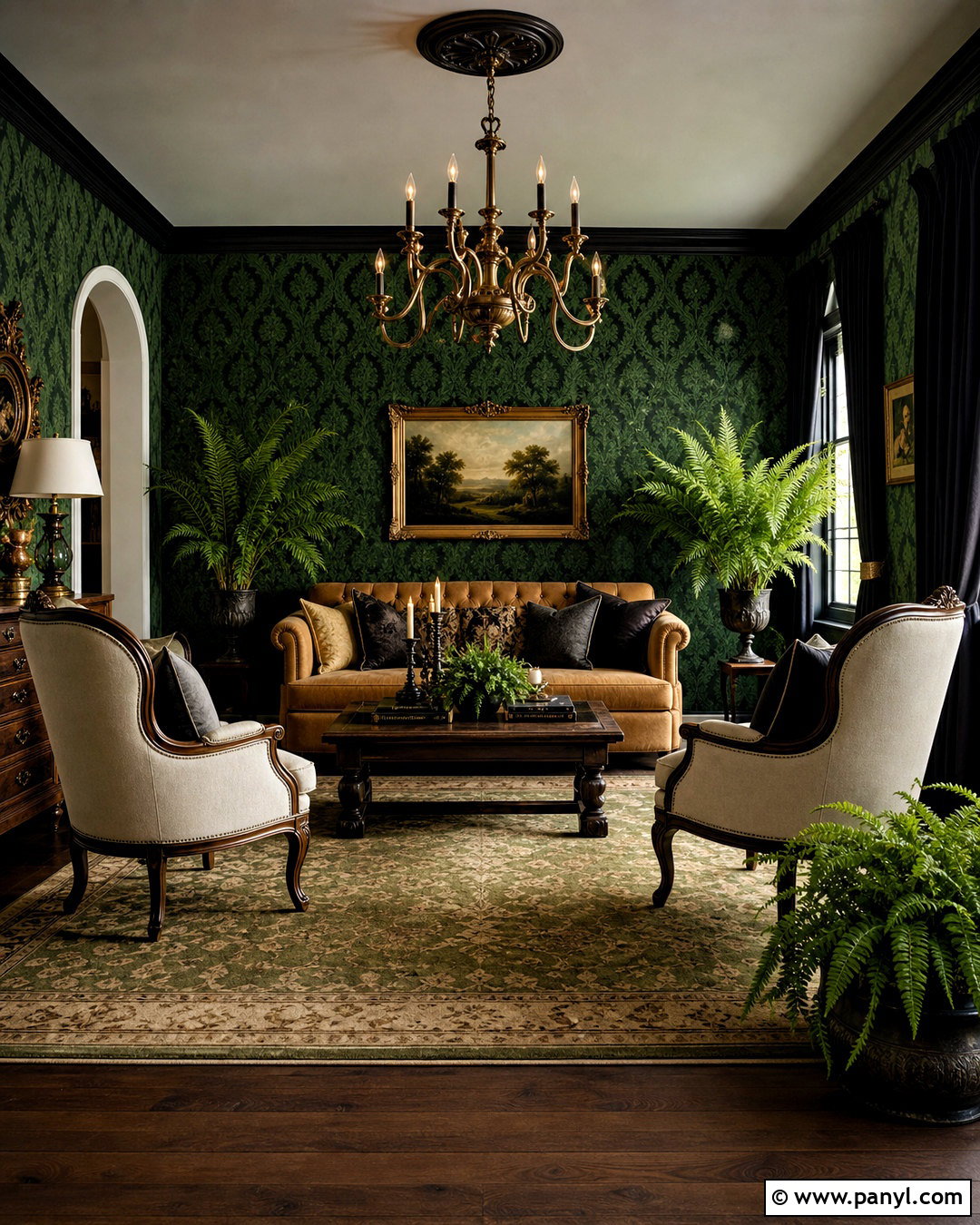 Green Gothic Damask Wallpaper Living Room - 20 gothic damask pattern wallpaper ideas