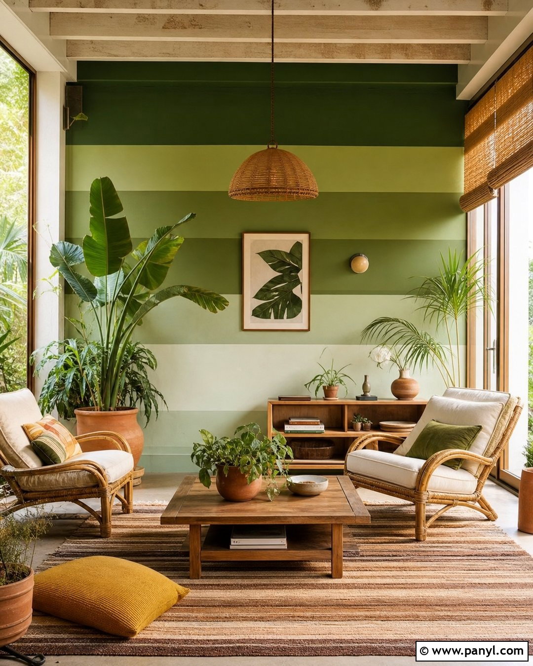 Green Gradient Wall Paint - 20 Retro 70S Wall Paint Ideas