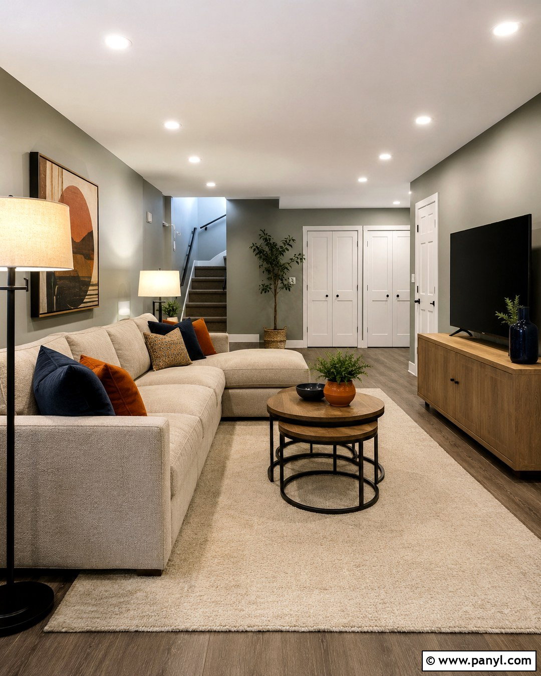 Green Gray Basement Family Room - 20 Green Gray Wall Paint Ideas