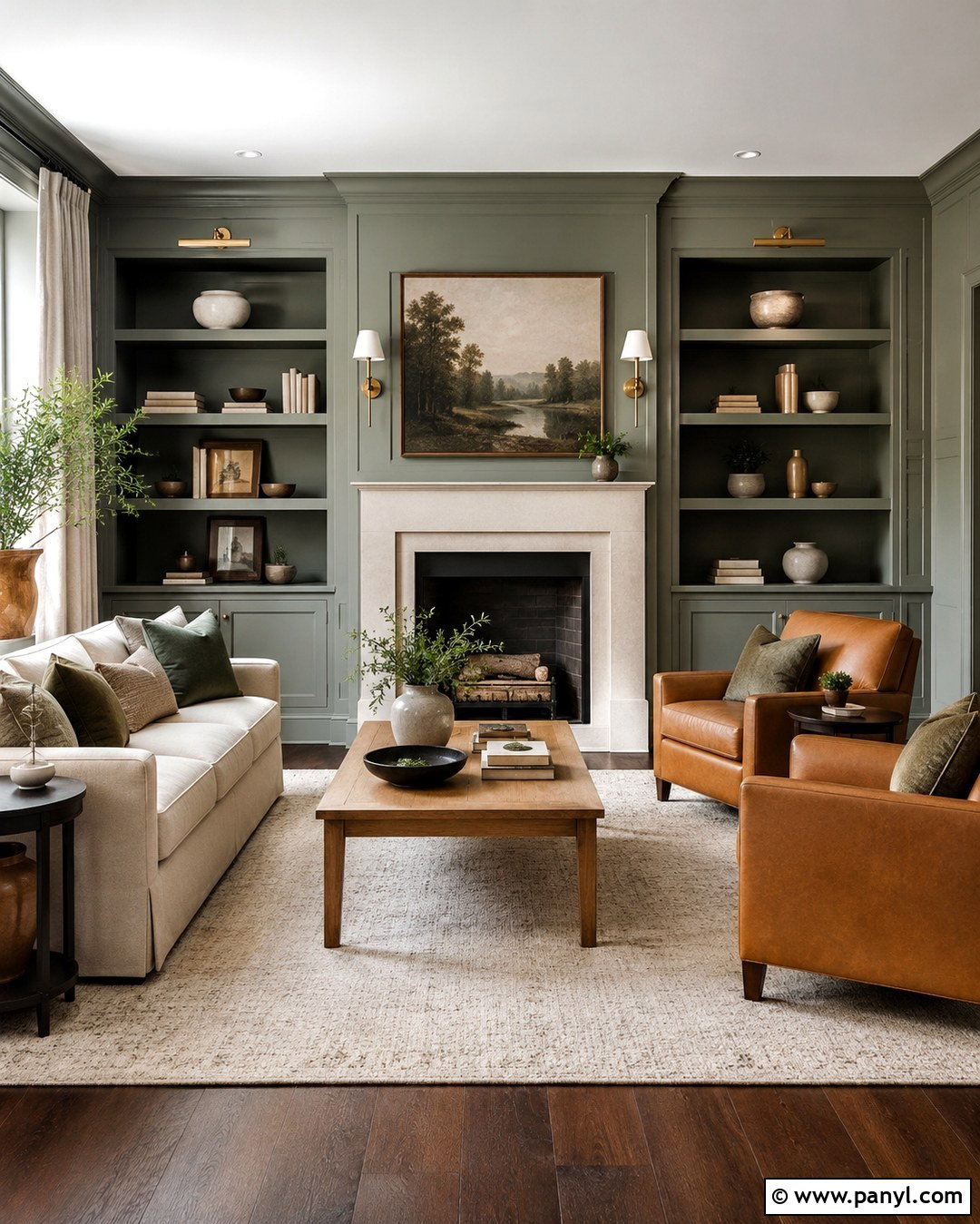 Green Gray Fireplace Living Room - 20 Green Gray Wall Paint Ideas