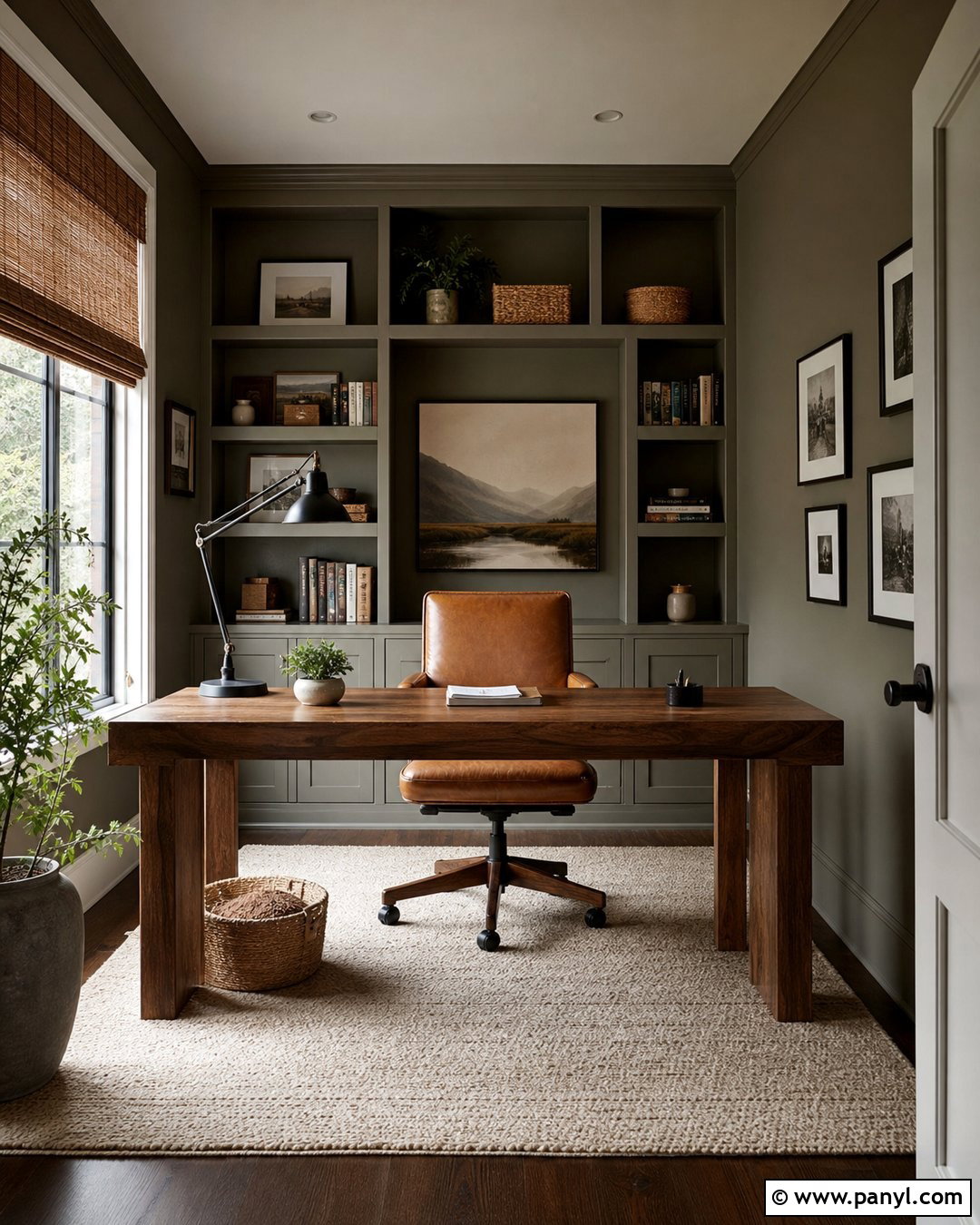 Green Gray Home Office - 25 Wall Paint Gray Ideas