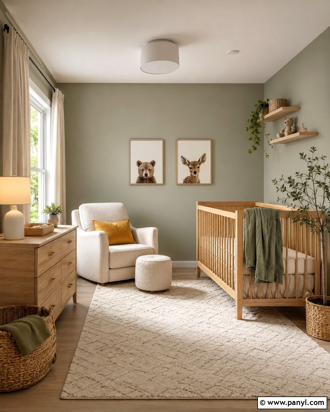 Green Gray Nursery With Light Oak - 20 Green Gray Wall Paint Ideas
